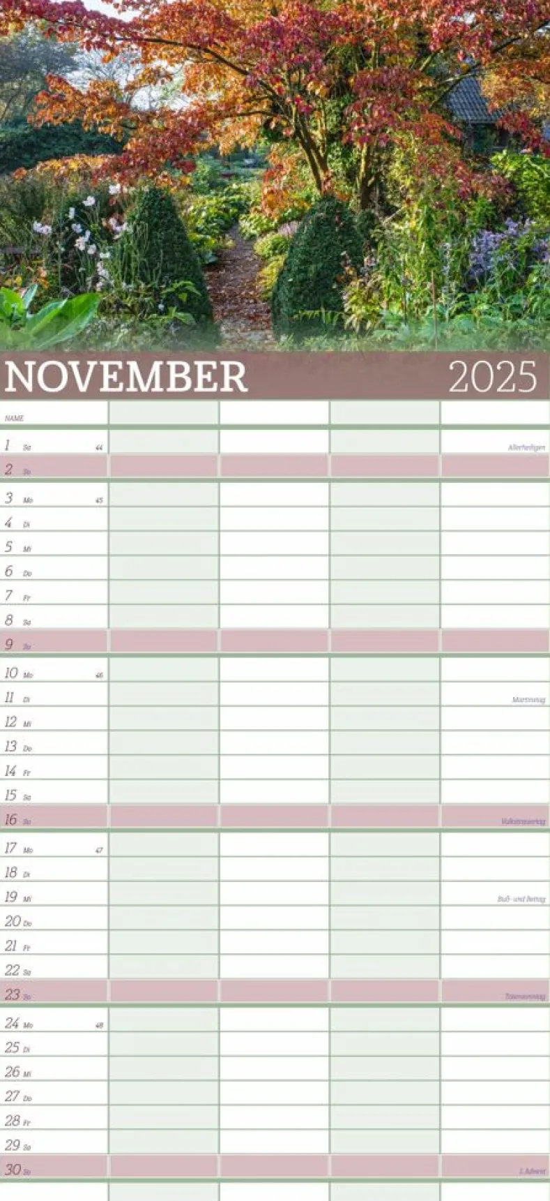 Weingarten Garten Familienplaner 2025