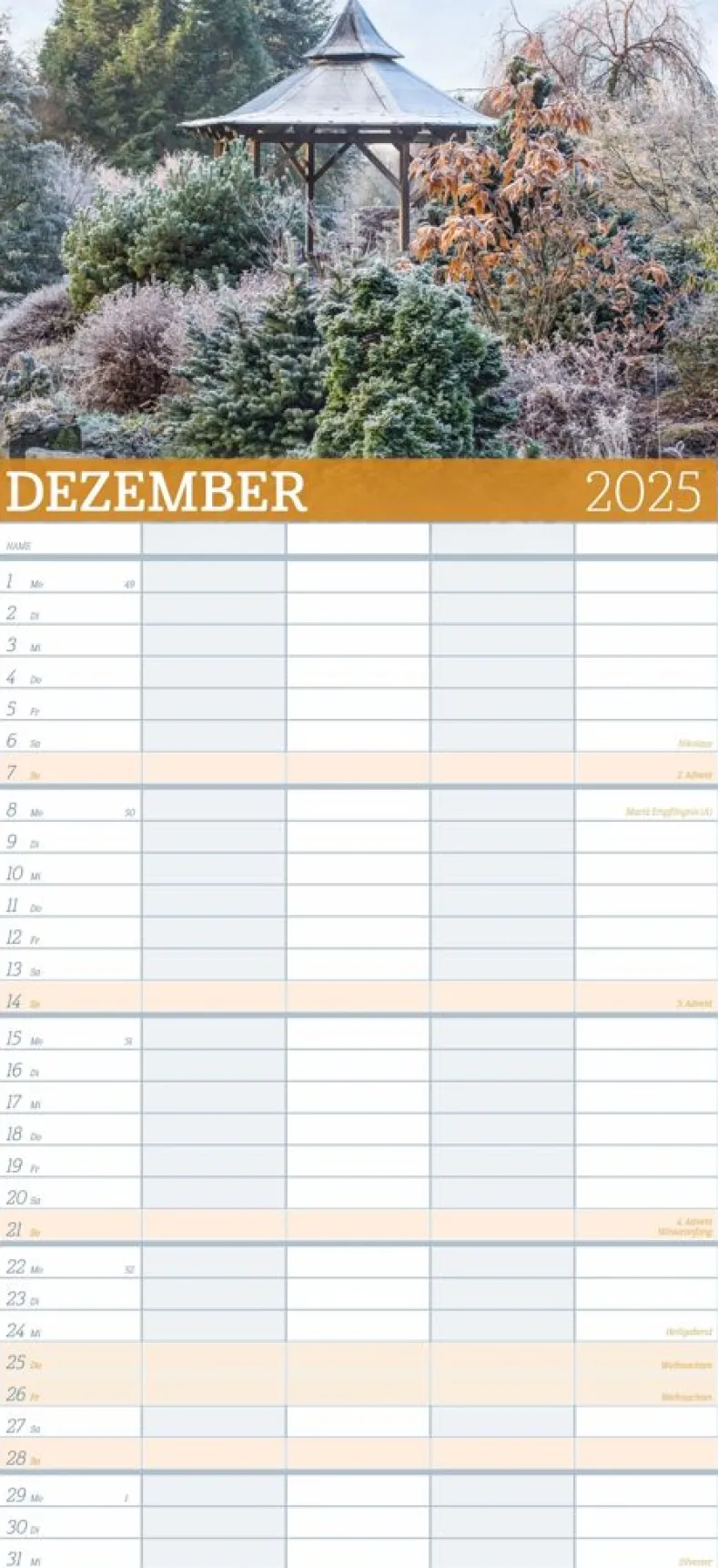 Weingarten Garten Familienplaner 2025