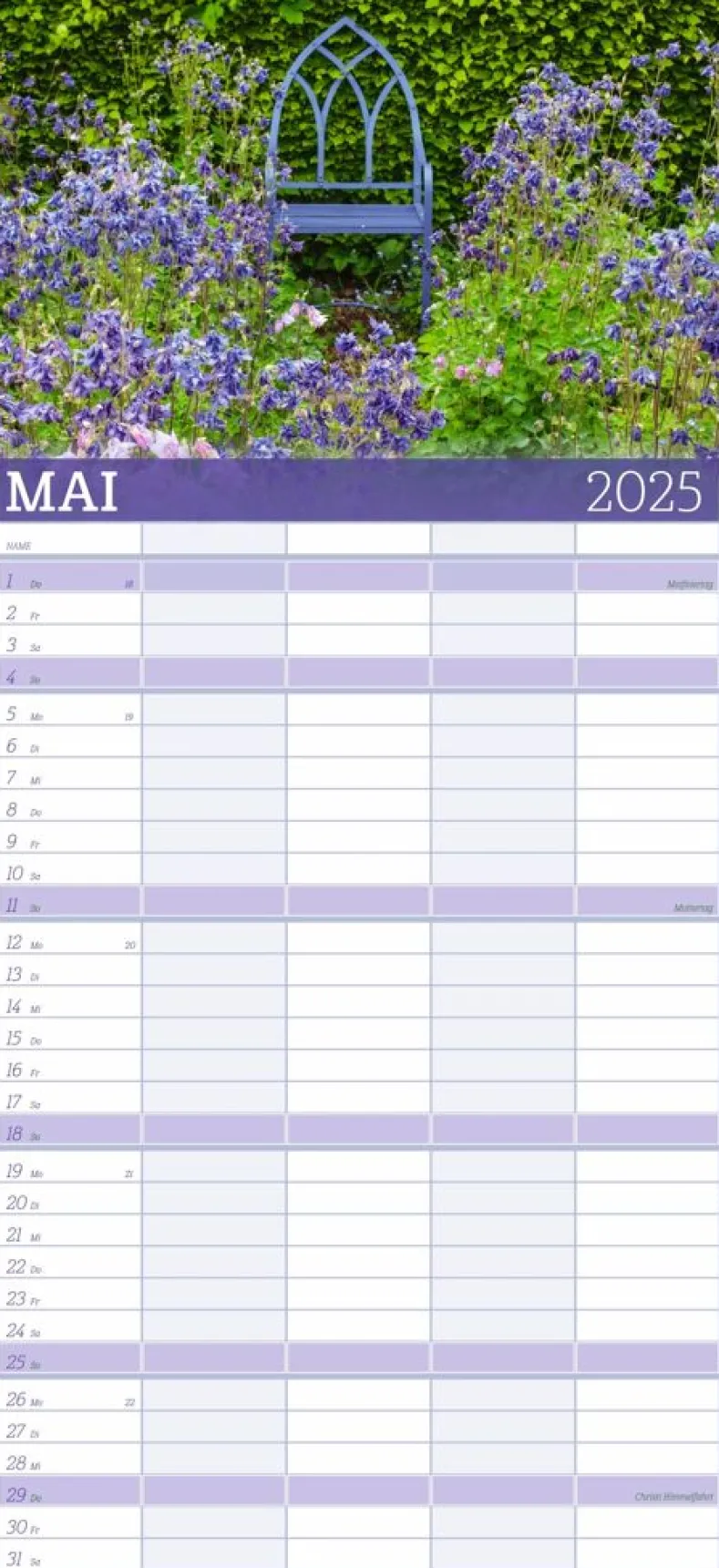 Weingarten Garten Familienplaner 2025
