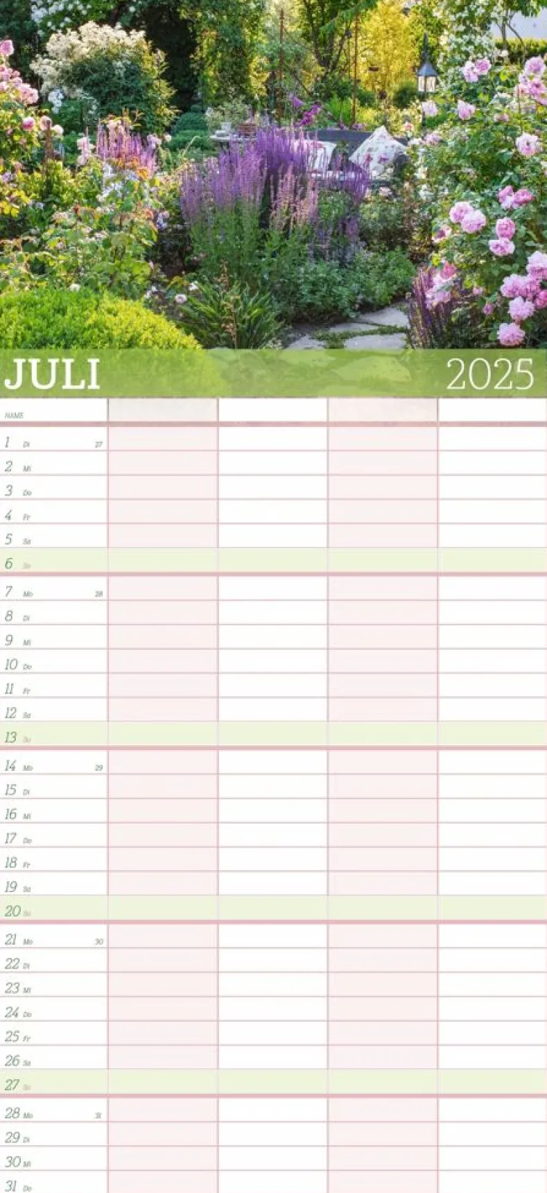 Weingarten Garten Familienplaner 2025