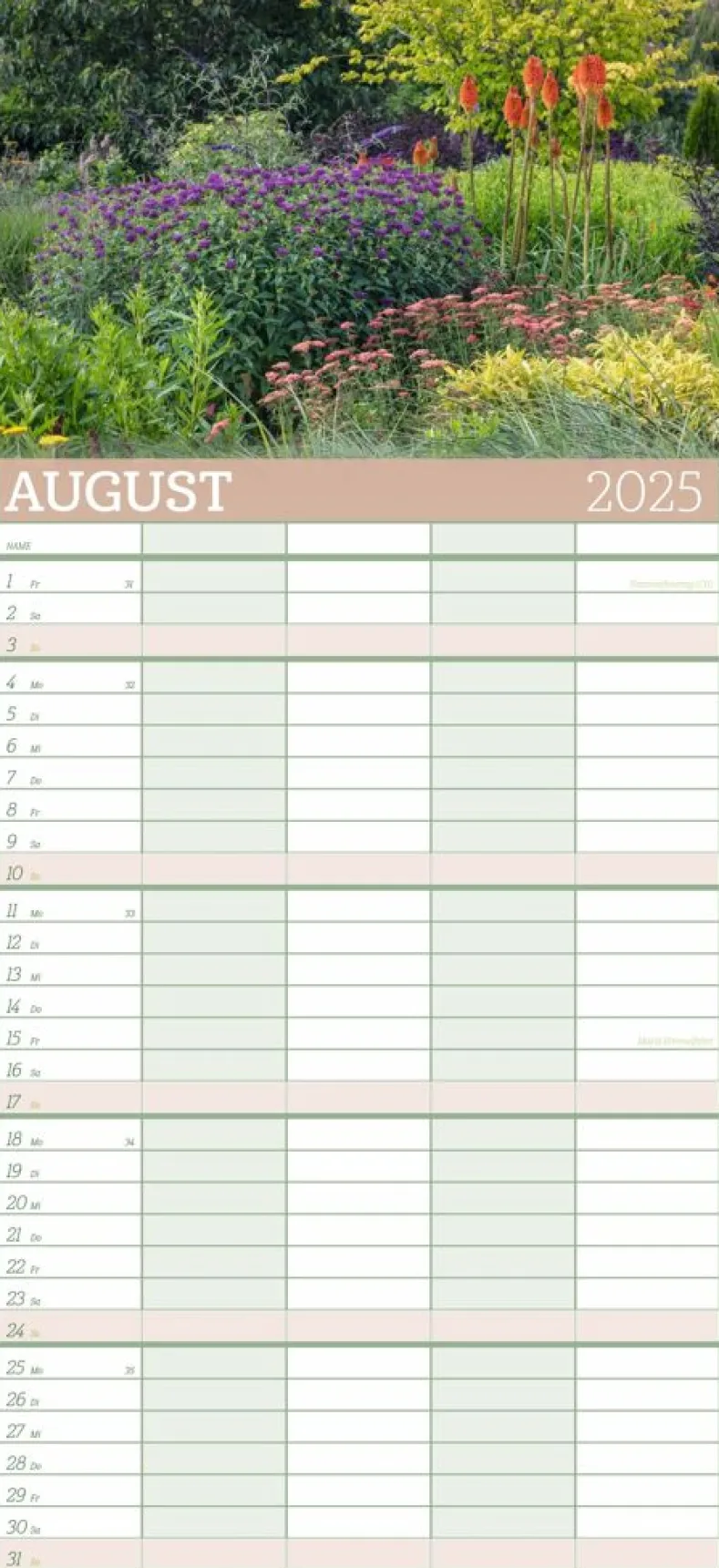 Weingarten Garten Familienplaner 2025